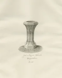 Doopvont in Kinver Church: sepia tekening