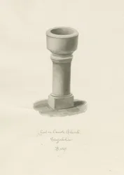 Fontein in Onecote Kerk: sepia tekening, 1847