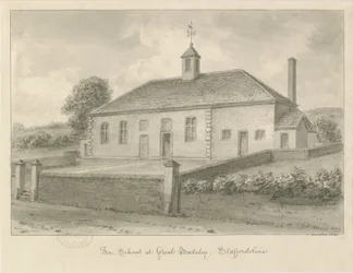 Madeley - Vrije School: sepia tekening, 1840