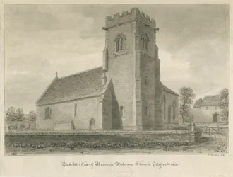 Mavesyn Ridware Kerk: sepia tekening, 1839