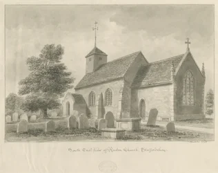 Ranton Kerk: sepia tekening, 1842