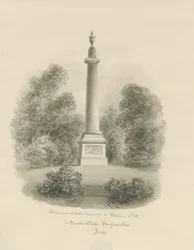 Sandon - Monument voor William Pitt: sepia was tekening