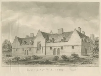 Stafford - Alms Houses: sepia tekening, 1841