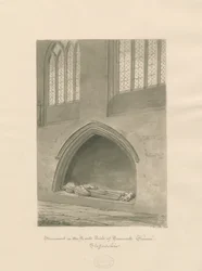 Tamworth Kerk - Monument van priester: sepia tekening