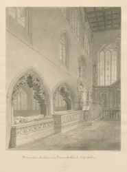 Tamworth Kerk - Monumenten: sepia tekening