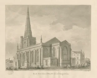 Uttoxeter Kerk [Nieuw]: sepia wassing tekening
