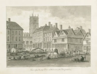 Wolverhampton - Marktplein: sepia tekening