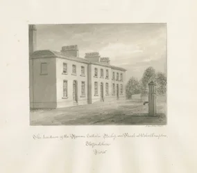 Wolverhampton - Woonplaats van de rooms-katholieke bisschop en priesters: sepia tekening