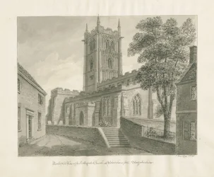 Wolverhampton - Sint-Pieterskerk: sepia tekening