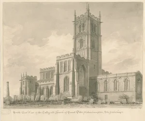 Wolverhampton - Sint-Pieterskerk: sepia tekening