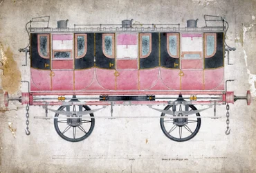 Manchester & Leeds Railway eersteklas rijtuig, ca. 1844