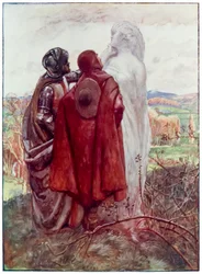 Lots vrouw uit The Pilgrims Progress From This World, To That Which Is To Come door John Bunyan (1628-1688) Illustratie door Byam Shaw (1872-1919)