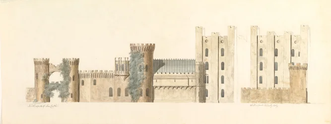 Noordelijke aspecten van Lea Castle en westelijke aspecten van Wolverly, Cookly, Worcestershire, ca. 1816