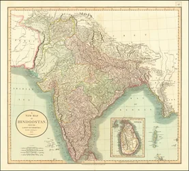 Kaart van India uit 1806 door John Cary