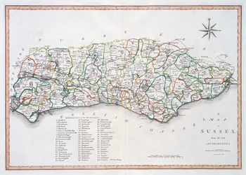 Kaart van Sussex, 26 maart 1805