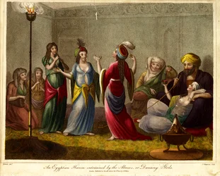 Egyptische harem vermaakt door de almees of danseressen