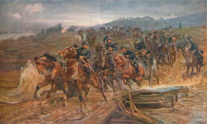 Franse artillerie steekt de rivier de Aisne over, september 1914, 1915
