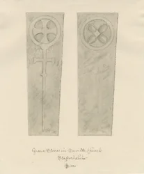 Enville Kerk - Grafstenen: sepia tekening