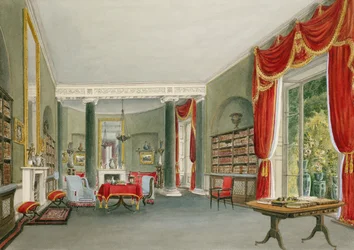 Bibliotheek en Tekenzaal in Bromley Hill, Kent (Zetel van de Eerwaarde Charles Long)
