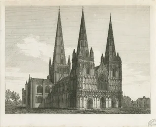 Lichfield Kathedraal - West Front (gravure)