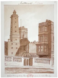 Shot Manufactory, Tooley Street, vanaf London Bridge, Bermondsey, Londen