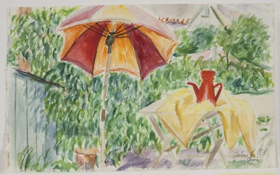 Zonparasol in de tuin