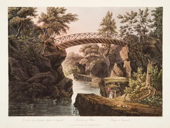 Omgeving van Parijs, brug bij Bagatelle, illustratie uit Versailles, Parijs en Saint Denis, uitgegeven 1809