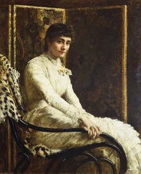 Portret van de vrouw van de kunstenaar, Marian Huxley, in haar trouwjurk, 1880