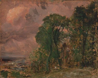Een uitzicht op Hampstead met stormachtig weer, ca. 1830