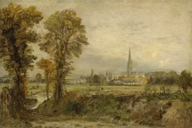 Verafgelegen Uitzicht op de Kathedraal van Salisbury, 1821