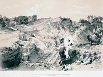 Rotsen opblazen, Linsdale, Buckinghamshire, 1830s