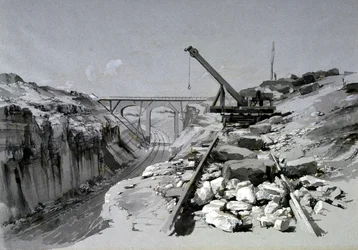 Blisworth Cutting, Northamptonshire, van bovenaf, 2 juli 1837