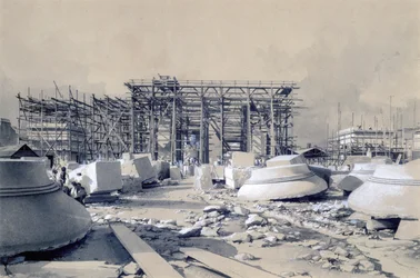 Bouw van de Euston Arch, oktober 1837