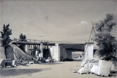 Denbigh Hall Bridge vanaf de weg, 25 juni 1837