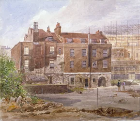 Oostelijke voorkant van het Almonry-kantoor, Middle Scotland Yard, Westminster, Londen