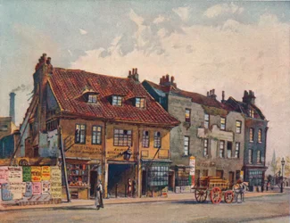 Huizen aan de westkant van Church Street, Lambeth, Lambeth Bridge Road, Londen, ca. 1874