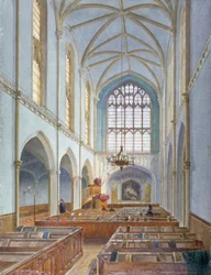 Interieur van een Franse Protestantse Kerk op St Martin