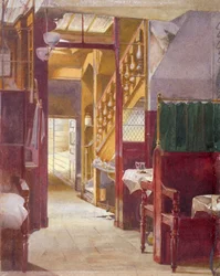 Interieur met de trap van de Cock Tavern, Fleet Street, City of London, 1881