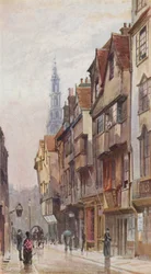 Verloren Londen: Wych Street, kijkend naar het oosten vanaf New Inn Gateway