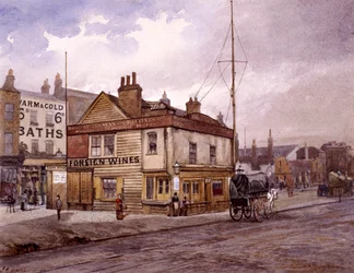 Vine Tavern, Mile End Road, Stepney, Londen, ca. 1883