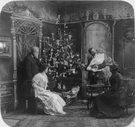 Wat is een huis zonder liefde?, ca. 1900 (zwart-wit foto)