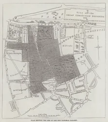 Plan met de locatie van de nieuwe nationale galerij