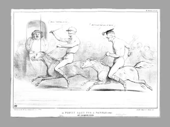 Een pony race voor een zadel een zitplaats in Cambridge, 1834