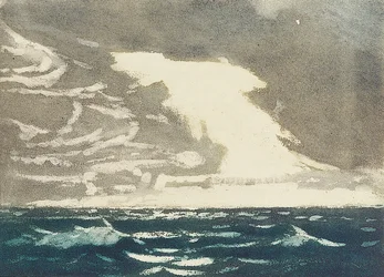 Zeegezicht - groene zee en stormachtige blauw-grijze lucht 2, 20e eeuw