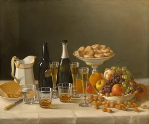 Wijn, kaas en fruit