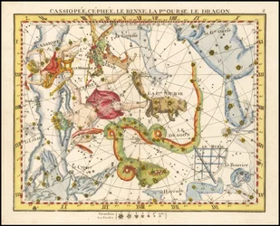 1776 - John Flamsteed - Cassiopee, Cehee, Le Renne, La Petite Ourse, Le Dragon (Cassiopea, Cepheus, Ursa Minor  Draco)