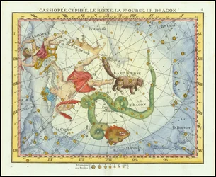 1776 - John Flamsteed - Cassiopee, Cehee, Le Renne, La Pt.Ourse, Le Dragon (Cassiopea, Cepheus, Ursa Minor  Draco)