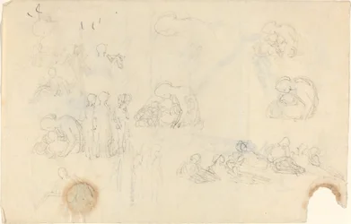 Blad met Studies [recto en verso]
