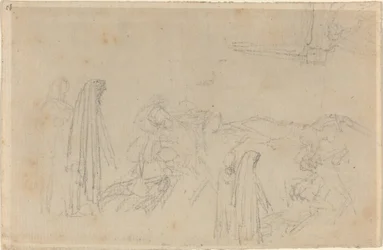 Schetsen met een Gehoofdfiguur (Virgil en Beatrice?)
