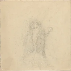 Studies voor een monument met de kroning van een figuur [recto en verso]